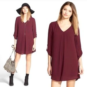 LUSH Karly burgundy red Shirt Dress NWOT
